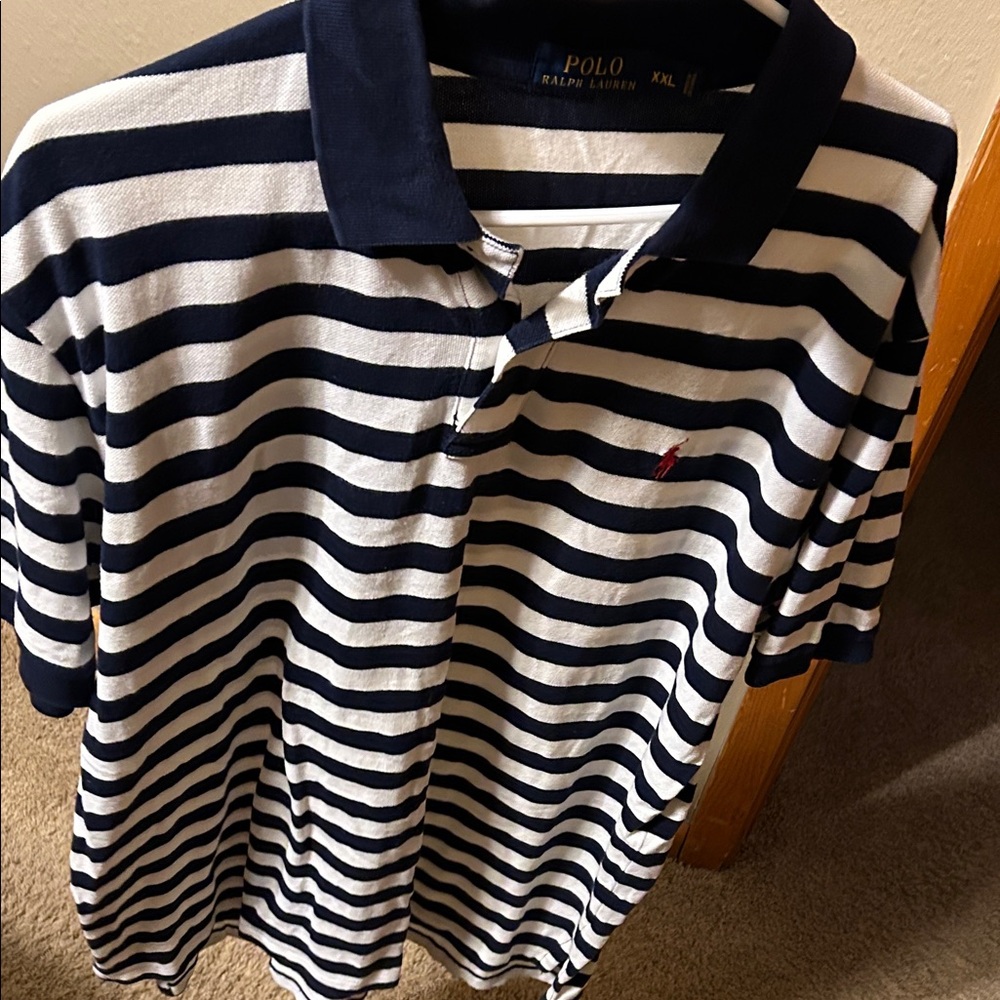 Ralph Lauren Navy and White Striped Polo
